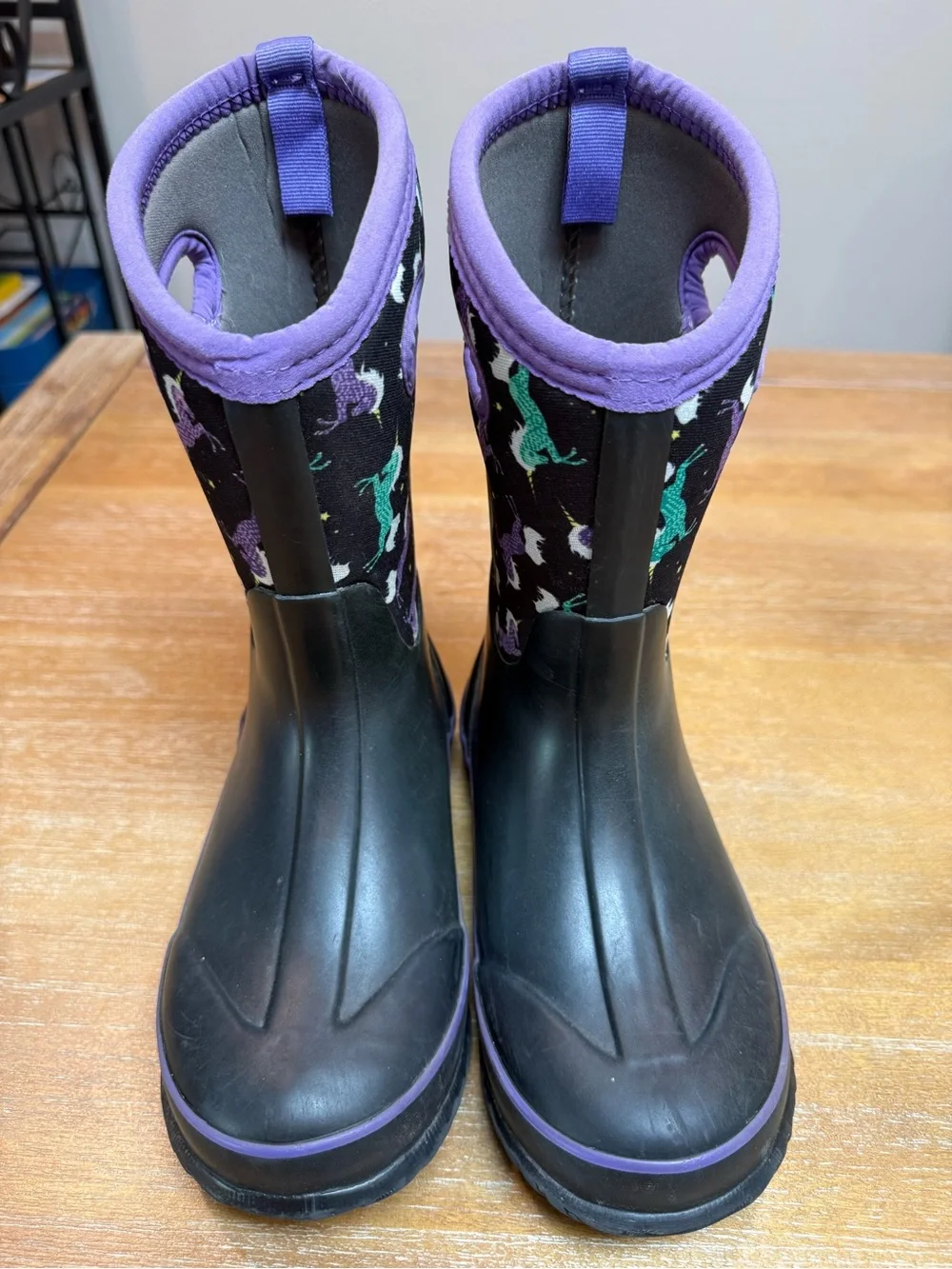 Bogs Classic Kids Winter Boot Waterproof Insulated Black Purple Unicorn Size 3
